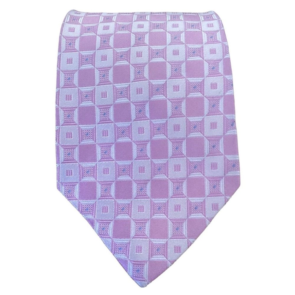 VERSACE Pink Geometric Silk Tie Made In Italy 58"-3".1/4 EX COND